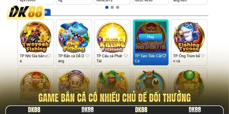 Game bắn cá có nhiều chủ đề đổi thưởng