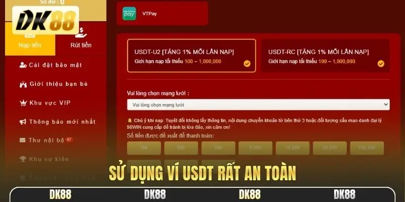 Sử dụng ví USDT rất an toàn